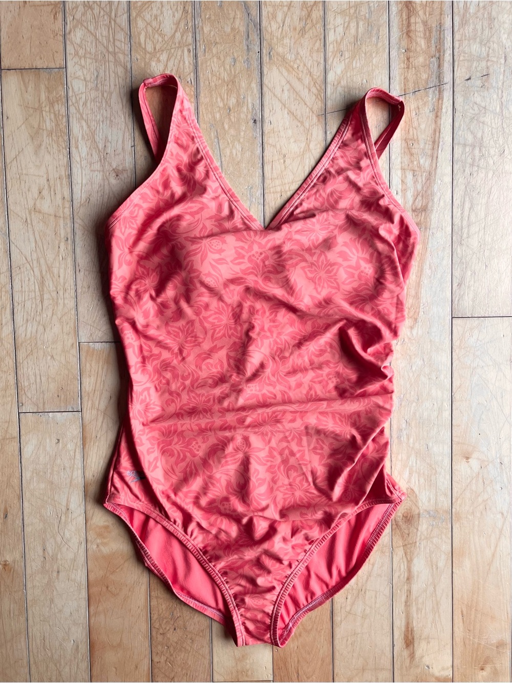 Speedo Orange/Coral Floral Print One-Piece Swimsuit Size 14